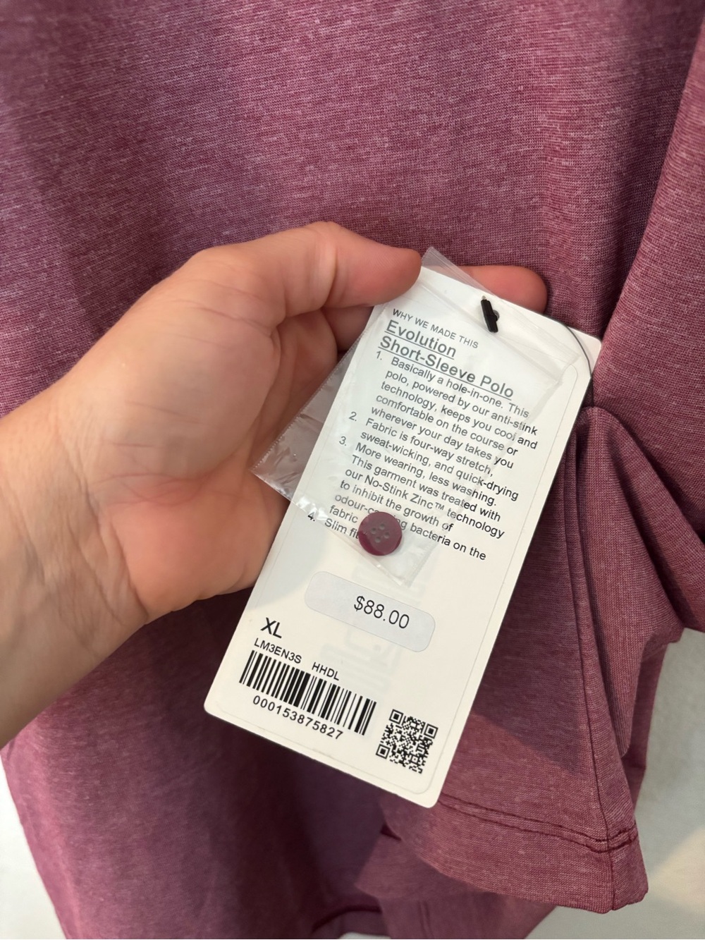 lululemon athletica Men's Evolution Heathered Vintage Plum Polo - Picture 6 of 7